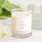 Hand-poured Planted candle, vanilla and coconut fragrance, in minimalist glass jar
